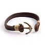 Leather Multi-Strand Bracelets, with Antique Bronze Alloy Finding, 225x10mm