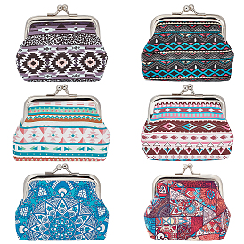 Nbeads 6Pcs 6 Colors Imitation Leather Wallets, with Iron Purse Frame, Ethnic Style, Rectangle
