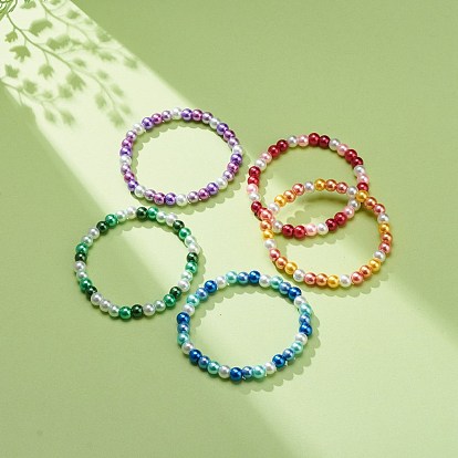 Glass Pearl Beaded Stretch Bracelet for Women