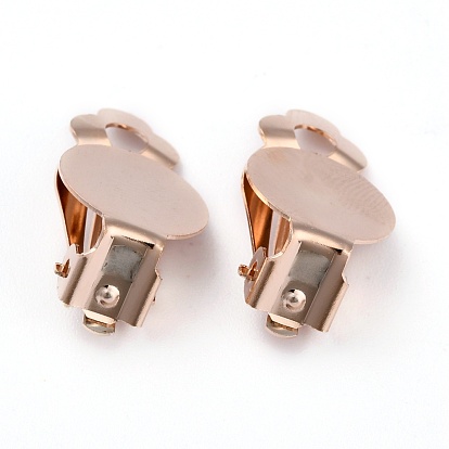 304 Stainless Steel Clip-on Earring Setting, with Round Flat Pad, Flat Round