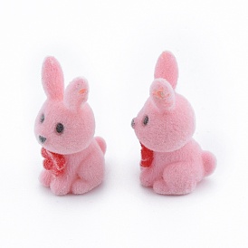 Pendentifs en résine opaque, breloque lapin floqué