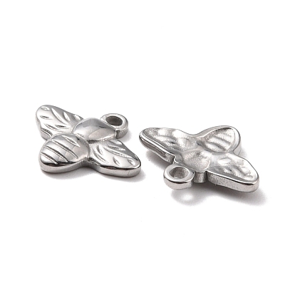 304 Stainless Steel Charms, Textured, Bee