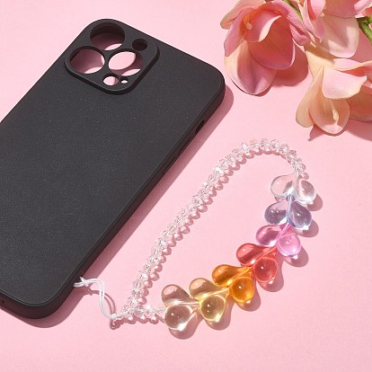 Correas móviles con cuentas de vidrio acrílico y rondelle en forma de corazón, Decoración de accesorios para móviles con hilo de nailon trenzado.