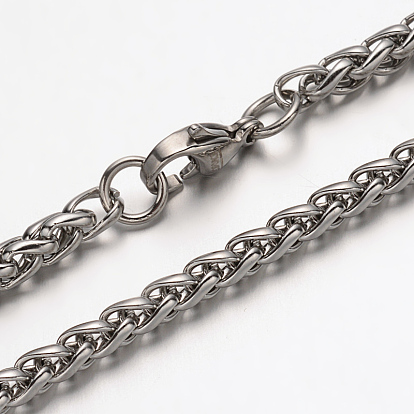 304 Stainless Steel Rope Chain Necklaces, with Lobster Claw Clasps, 23.6 inch(599mm)x3.8mm