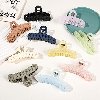 Large Frosted Acrylic Hair Claw Clips, Curb Chain Non Slip Jaw Clamps for Girl Women