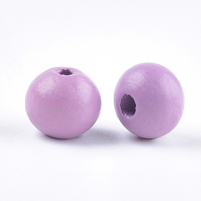 Dyed Natural Beech Wood Beads, Round