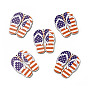 Thème du drapeau américain simple face imprimé chaussure en bois de tremble gros pendentifs, charme de tongs