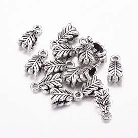 Tibetan Style Pendant Bails, Cadmium Free & Lead Free, Leaf, 14mm long, 6.5mm wide, 4.5mm thick, hole: 2mm