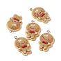 Christmas Theme Opaque Resin Pendants, with Platinum Tone Iron Findings, Gingerbread Man