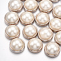 ABS Plastic Imitation Pearl Cabochons, with UV Plating Acrylic Findings, Half Round