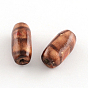 Perles de bois naturel imprimées, ovale, 15x7mm, trou: 3 mm, environ 4165 pcs / 1000 g
