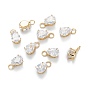 Brass Clear Cubic Zirconia Charms, Long-Lasting Plated, Teardrop