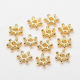 ABS Electroplated Snowflake Plastic Spacer Beads, 7x2mm, Hole: 1.5mm, 11000pcs/500g