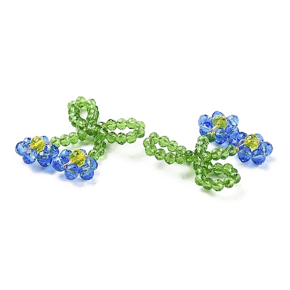 Pendentifs en perles de verre, avec du fil de cuivre, nœud papillon avec breloques fleurs