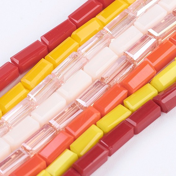Glass Beads Strands, Mixed Style, Faceted, Cuboid
