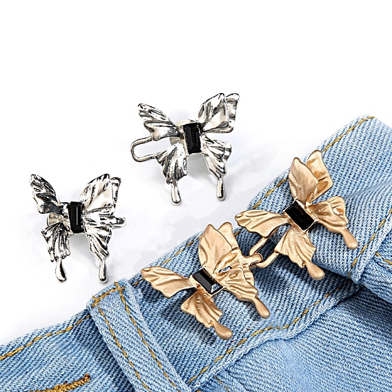 Pernos de botón de mezclilla ajustables de aleación con forma de mariposa, tensor de cintura, sujetadores de costura para accesorios de prendas de vestir