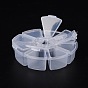 Plastic Bead Containers, Flip Top Bead Storage, 8 Compartments, Flat Round, 10.5x10.5x2.8cm