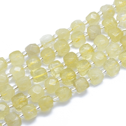 Natural Lemon Quartz Beads Strands, Faceted, Cube