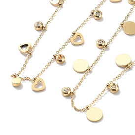 Vacuum Plating Golden 304 Stainless Steel Bib Necklace with Rhinestone, Long-Lasting Plated