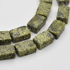 Serpentine naturelle rectangle / brins de perles en pierre de dentelle verte, teint