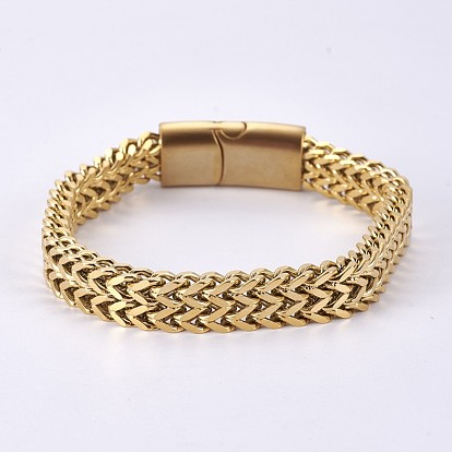 304 Stainless Steel Wheat Chain Bracelets, with Magnetic Clasps