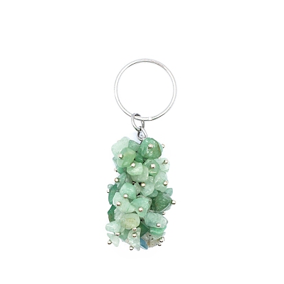Porte-clés perles de grappe de pierres précieuses naturelles