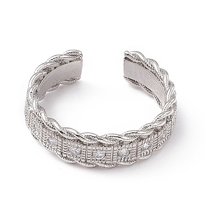 Открытое квадратное кольцо-манжета из прозрачного кубического циркония, украшения из латуни для женщин