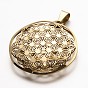 304 Stainless Steel Hollow Pendants, Round, 42.5x40x8.5~9.8mm, Hole: 5x9mm