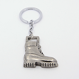 Porte-clé personnalisé, anneau de saut en fer avec pendentifs en alliage, bottes, 95mm