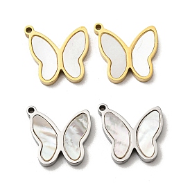 304 Stainless Steel Shell Charms, Butterfly