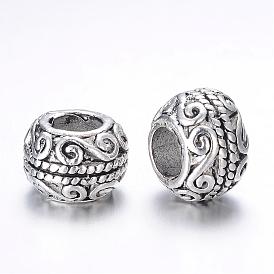 Alloy European Beads, Rondelle, Large Hole Beads