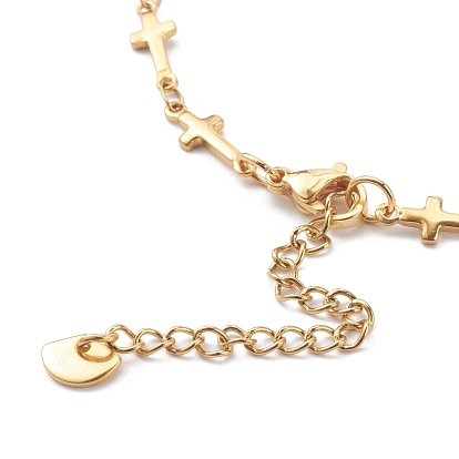 304 Stainless Steel Cross Link Chain Anklets, with Lobster Claw Clasps
