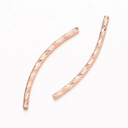 Curved Brass Tube Beads, 30x1.5mm, Hole: 1mm