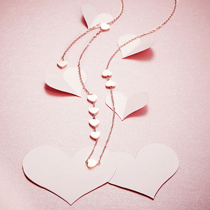 SHEGRACE Titanium Steel Necklaces, with Cable Chains, Heart