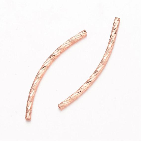 Curved Brass Tube Beads, 30x1.5mm, Hole: 1mm