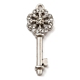304 Stainless Steel with Rhinestone Pendants, Flower Key Charms