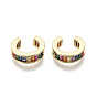 Brass Micro Pave Cubic Zirconia Cuff Earrings, Ring, Colorful, Nickel Free
