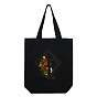 DIY Flower/Christmas Theme Pattern Black Canvas Tote Bag Embroidery Kit, including Embroidery Needles & Thread, Cotton Fabric, Plastic Embroidery Hoop