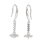 925 Sterling Silver Earring Hooks, with Clear Cubic Zirconia, for Half Drilled Beads