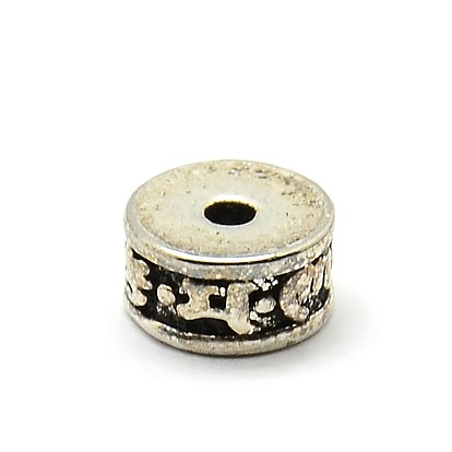 Alliage de style tibétain plats écartement perles rondes, 10x5mm, Trou: 2mm