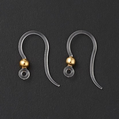 Crochets de boucle d'oreille en résine transparente, avec 316 perles rondes en acier inoxydable et boucle horizontale