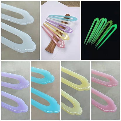Cellulose Acetate(Resin) Hair Forks, Vintage Decorative Hair Accessories, U-shaped