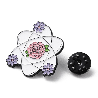Булавки с эмалью на тему химии и цветов, Брошь из черного цинкового сплава для электрофореза для рюкзака для одежды