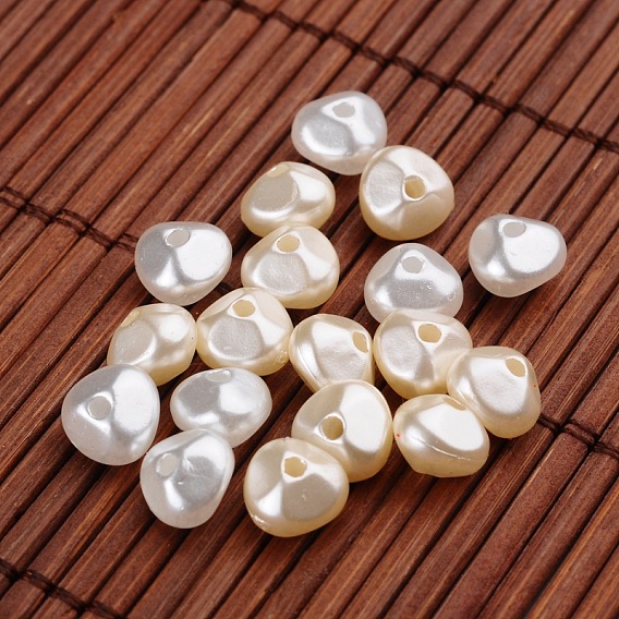 Los granos de acrílico de imitación de la perla nuggets, 8x8x6 mm, Agujero: 1 mm, sobre 3120 unidades / 500 g