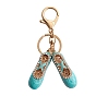 Crystal Rhinestone Ballet Shoes Keychains, with Enamel, KC Gold Plated Alloy Charm Keychain
