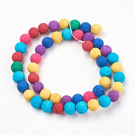 Natural Lava Rock Beads Strands, Dyed, Round