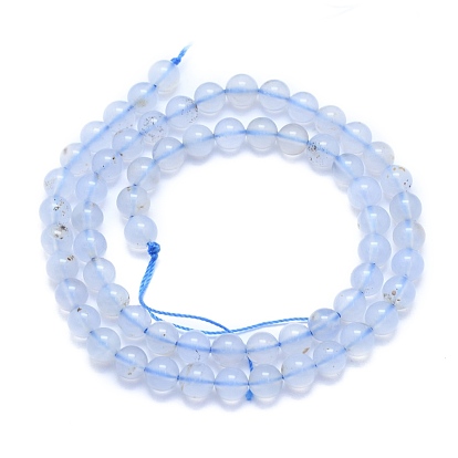 Natural Blue Chalcedony Beads Strands, Round