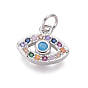 Brass Micro Pave Cubic Zirconia Charms, with Jump Rings, Eye, Colorful