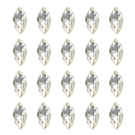 20Pcs Pointed Back Glass Rhinestone Cabochons, Faceted, Horse Eye