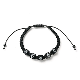 Cube avec bracelets de perles tressées en acrylique croisé, bracelet réglable en fil de nylon